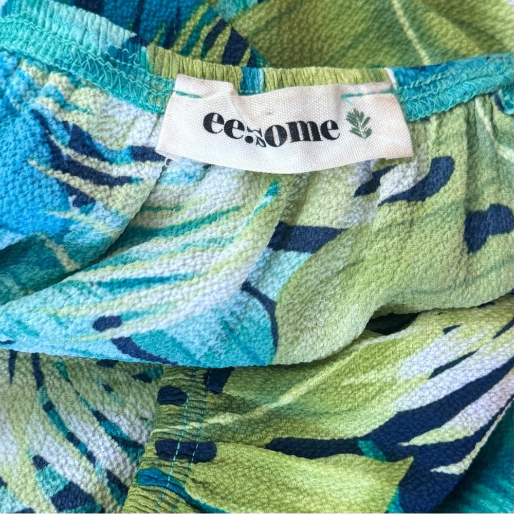 eesome Tropical Palm Leaf Print Maxi Dress with Ruffle Adjustable Top - Picture 7 of 8